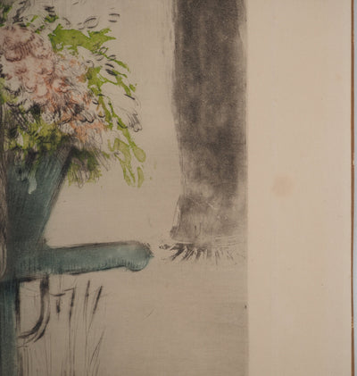 Louis ICART : La marchande de fleurs à Paris, Gravure originale signée