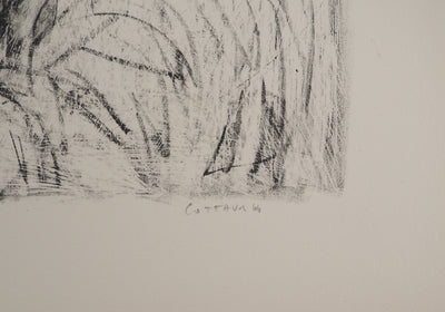André COTTAVOZ : Soirée jeux en famille, Lithographie originale signée