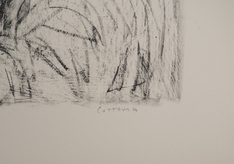 André COTTAVOZ : Soirée jeux en famille, Lithographie originale signée