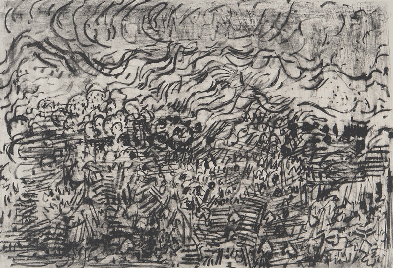André COTTAVOZ : Les champs, Lithographie originale signée