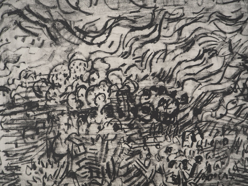 André COTTAVOZ : Les champs, Lithographie originale signée