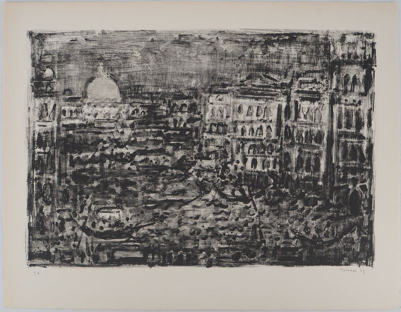 AF André COTTAVOZ, Jubilant crowd, circa 1976, Original lithograph, signed