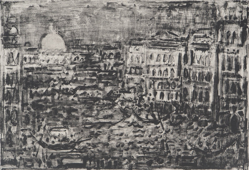 AF André COTTAVOZ, Jubilant crowd, circa 1976, Original lithograph, signed
