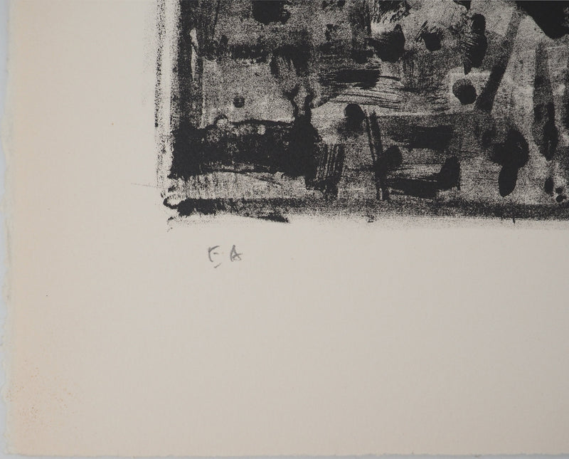 AF André COTTAVOZ, Jubilant crowd, circa 1976, Original lithograph, signed