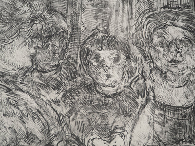 André COTTAVOZ : Réunion familiale, Lithographie originale signée