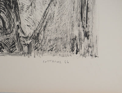 André COTTAVOZ : Réunion familiale, Lithographie originale signée
