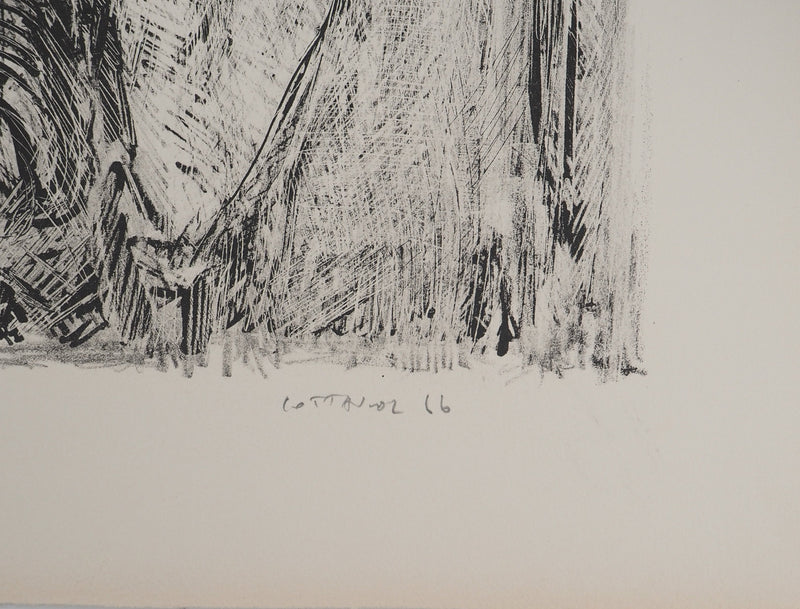 André COTTAVOZ : Réunion familiale, Lithographie originale signée