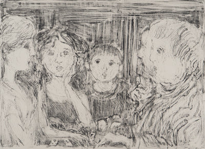 André COTTAVOZ : Poker en famille, Lithographie originale signée