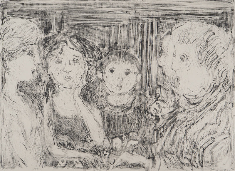 André COTTAVOZ : Poker en famille, Lithographie originale signée