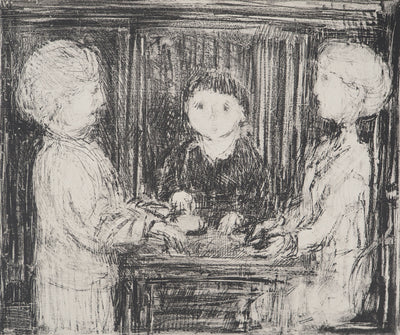 André COTTAVOZ : Moment en famille, Lithographie originale signée