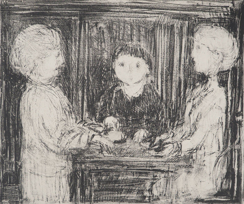 André COTTAVOZ : Moment en famille, Lithographie originale signée