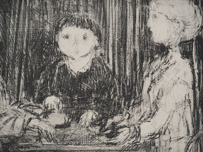 André COTTAVOZ : Moment en famille, Lithographie originale signée