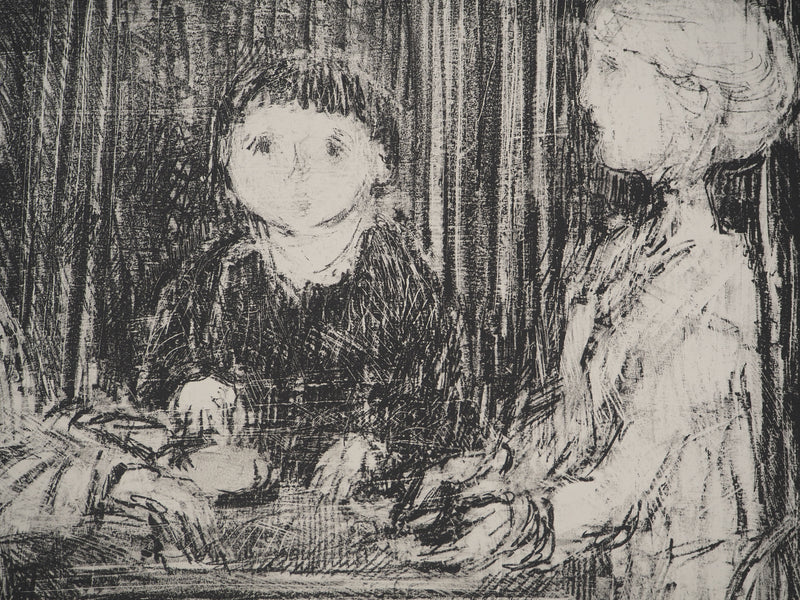 André COTTAVOZ : Moment en famille, Lithographie originale signée