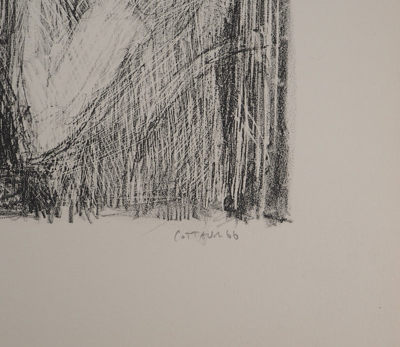 André COTTAVOZ : Jeux de cartes, Lithographie originale signée
