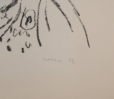 AF André COTTAVOZ, Jubilant crowd, circa 1976, Original lithograph, signed