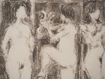 AF André COTTAVOZ, Jubilant crowd, circa 1976, Original lithograph, signed