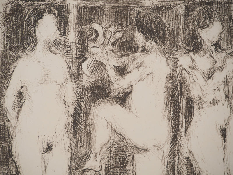 AF André COTTAVOZ, Jubilant crowd, circa 1976, Original lithograph, signed