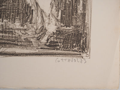 AF André COTTAVOZ, Jubilant crowd, circa 1976, Original lithograph, signed