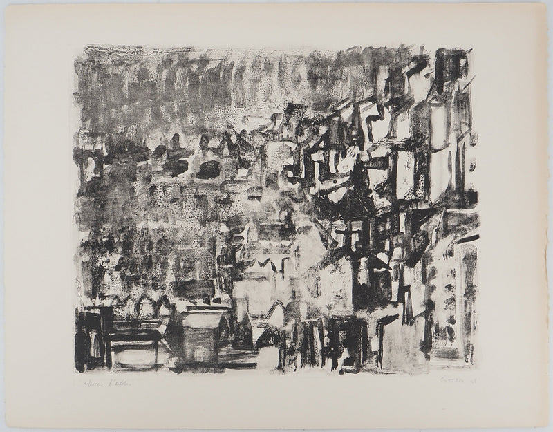 André COTTAVOZ :  Vue sur les Monts Lyonnais, Lithographie originale signée