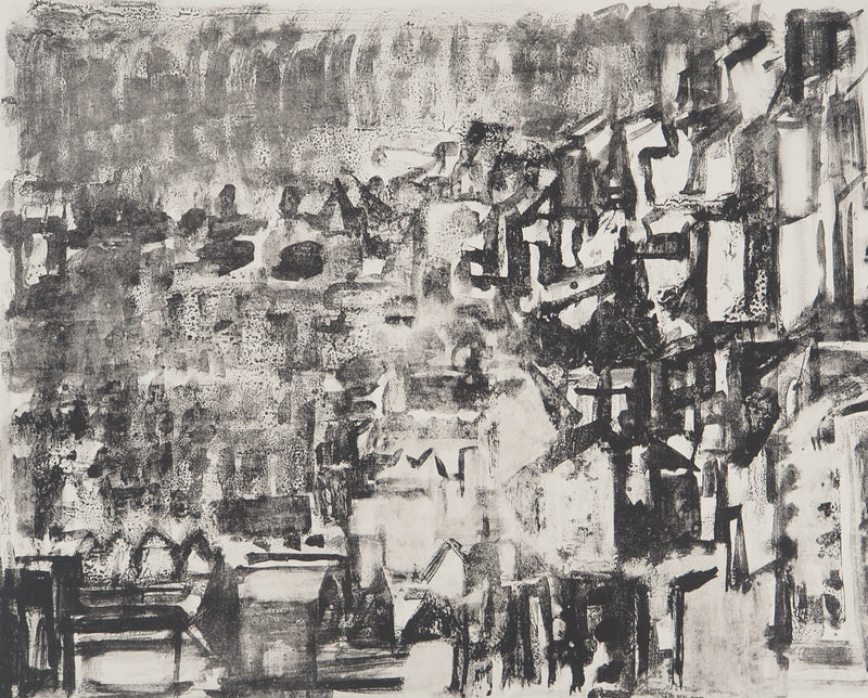 André COTTAVOZ :  Vue sur les Monts Lyonnais, Lithographie originale signée