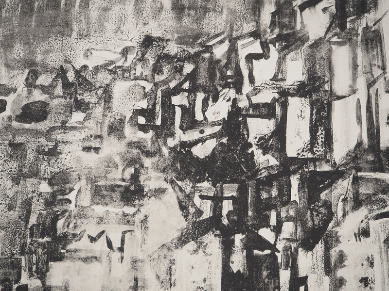 André COTTAVOZ :  Vue sur les Monts Lyonnais, Lithographie originale signée