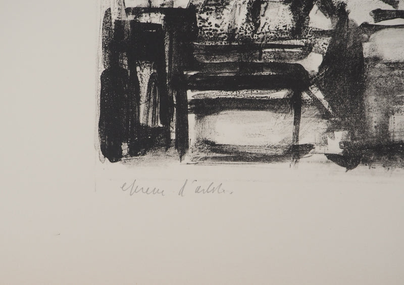 André COTTAVOZ :  Vue sur les Monts Lyonnais, Lithographie originale signée