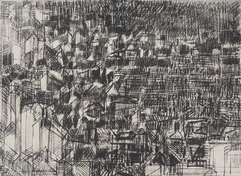 André COTTAVOZ : Vue sur les toits, Lithographie originale signée