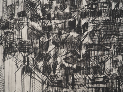 André COTTAVOZ : Vue sur les toits, Lithographie originale signée
