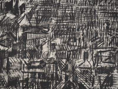 André COTTAVOZ : Vue sur les toits, Lithographie originale signée