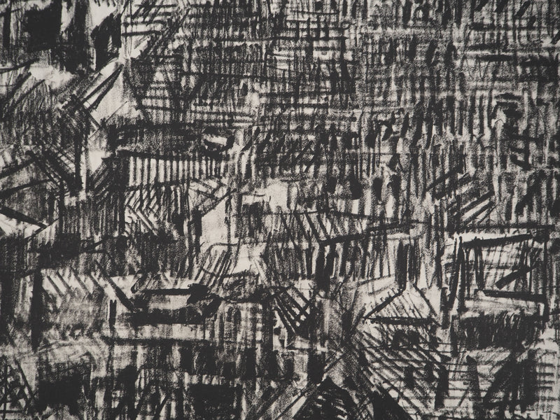 André COTTAVOZ : Vue sur les toits, Lithographie originale signée
