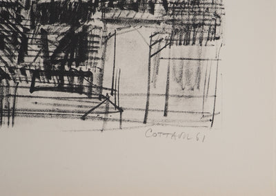 André COTTAVOZ : Vue sur les toits, Lithographie originale signée