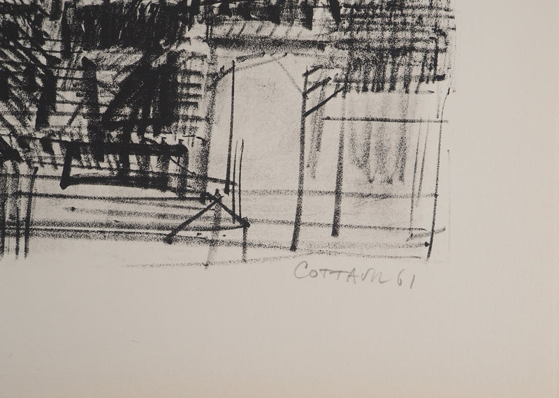 André COTTAVOZ : Vue sur les toits, Lithographie originale signée