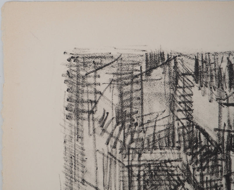 André COTTAVOZ : Vue sur les toits, Lithographie originale signée