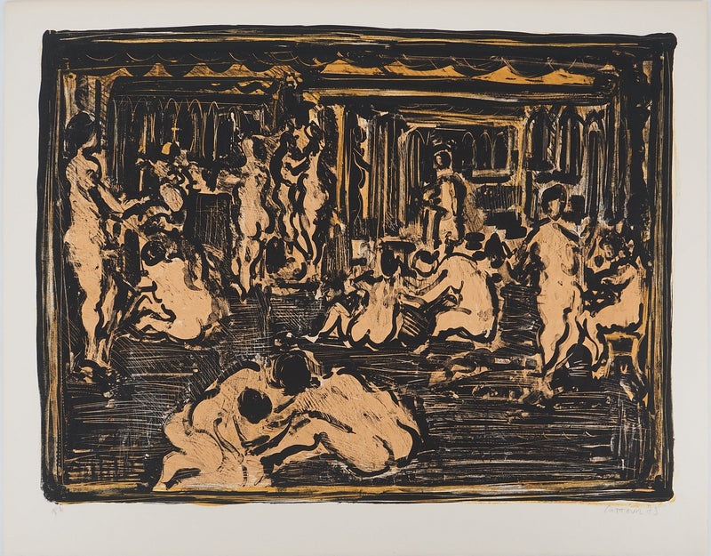 BT André COTTAVOZ: The hammam, Original Lithograph Signed and Numbered