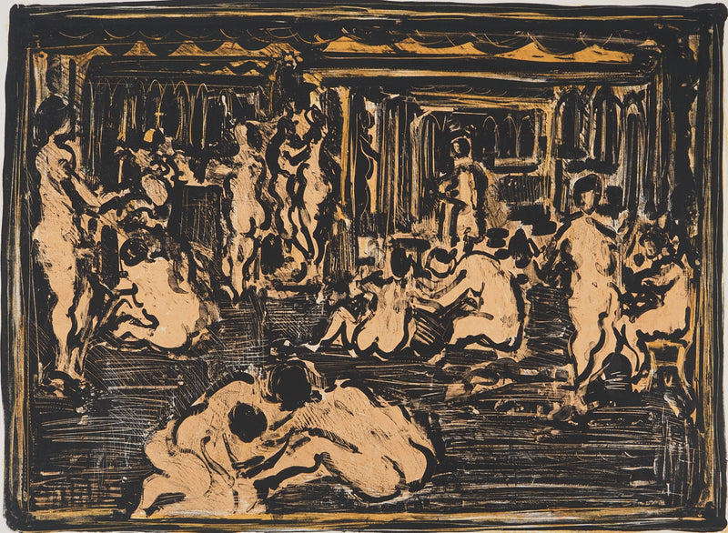 BT André COTTAVOZ: The hammam, Original Lithograph Signed and Numbered