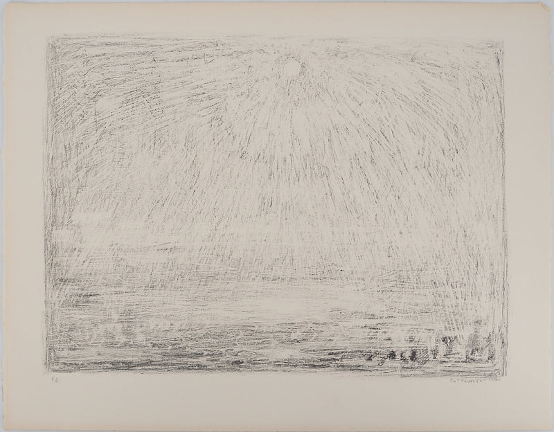 André COTTAVOZ : Coucher de soleil, Lithographie originale signée