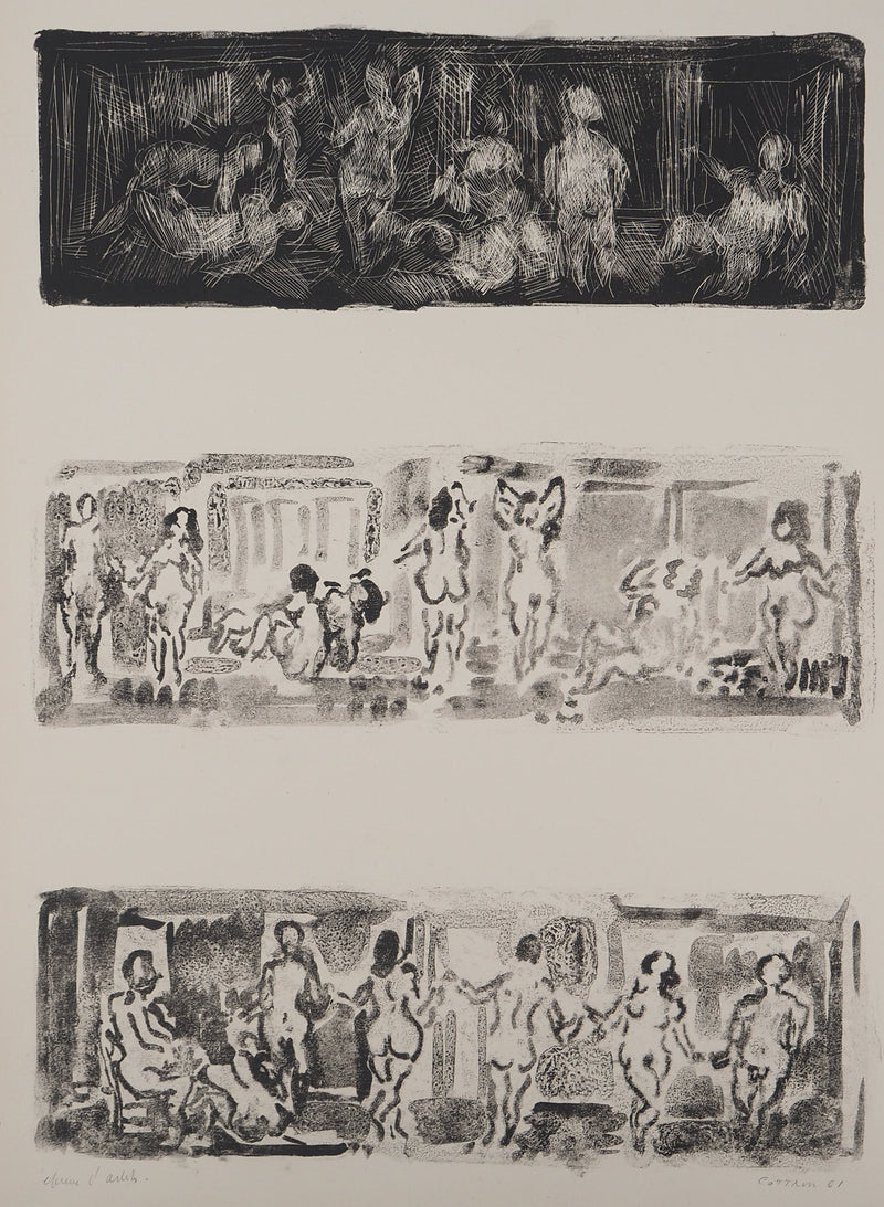 André COTTAVOZ : Scènes érotiques, Lithographie originale signée
