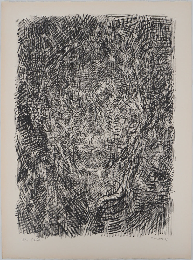 AF André COTTAVOZ, Jubilant crowd, circa 1976, Original lithograph, signed
