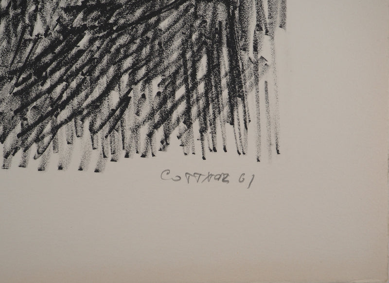 AF André COTTAVOZ, Jubilant crowd, circa 1976, Original lithograph, signed