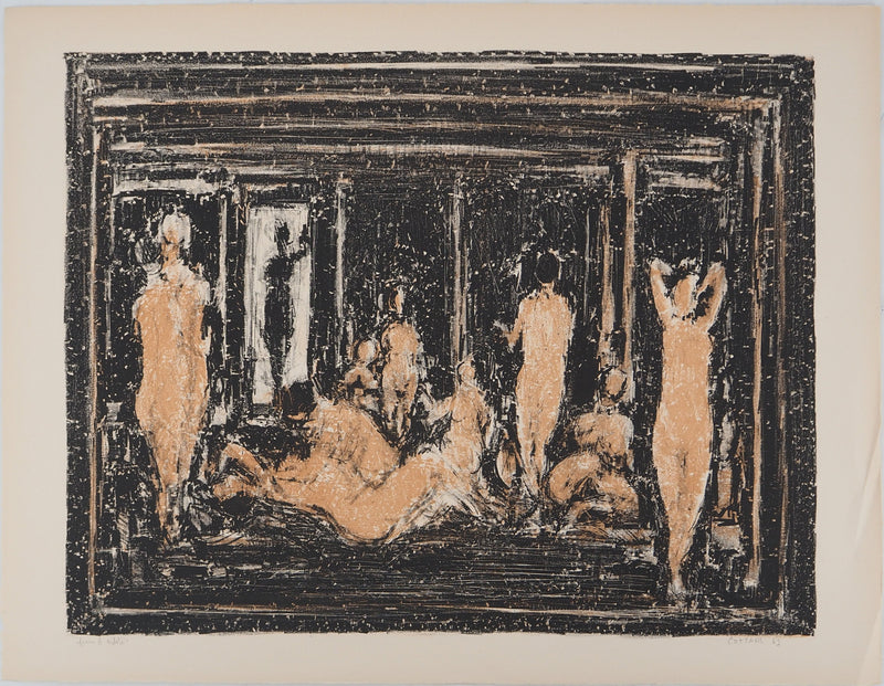 BT André COTTAVOZ: The hammam, Original Lithograph Signed and Numbered