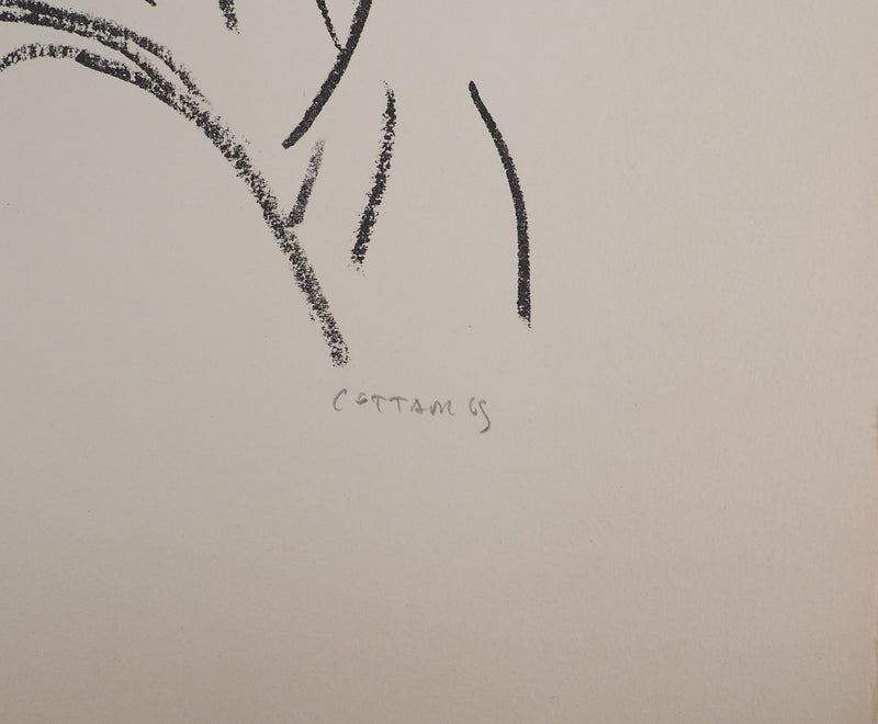 AF André COTTAVOZ, Jubilant crowd, circa 1976, Original lithograph, signed