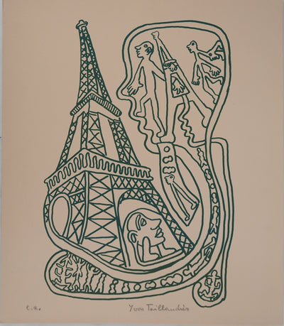 Yvon TAILLANDIER : Paris : La Tour Eiffel en vert, Sérigraphie originale (vue générale) - Crédit photo : Galerie Art.Paris