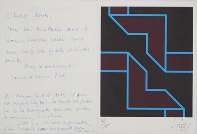 Henri PATEZ : Motif bleu et violet, Sérigraphie originale (photo de détail 2) - Crédit photo : Galerie Art.Paris