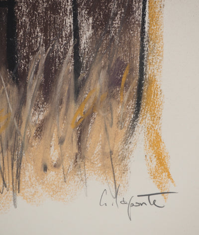 Georges LAPORTE : Le cabanon, Dessin original au pastel signé