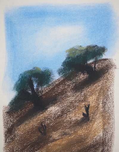 Georges LAPORTE : Les oliviers, Dessin original au pastel signé