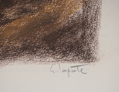 Georges LAPORTE : Les oliviers, Dessin original au pastel signé