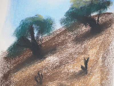 Georges LAPORTE : Les oliviers, Dessin original au pastel signé
