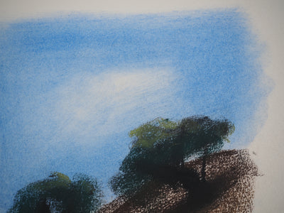 Georges LAPORTE : Les oliviers, Dessin original au pastel signé