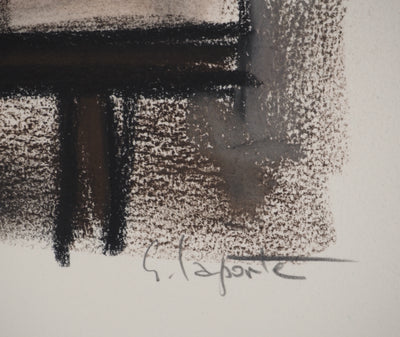 Georges LAPORTE : Apéritif avec vue, Dessin original au pastel signé