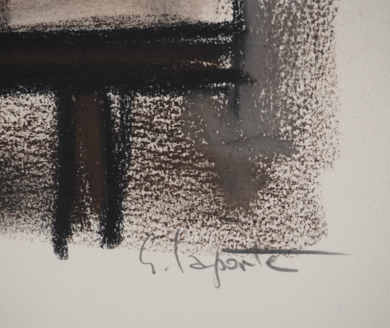 Georges LAPORTE : Apéritif avec vue, Dessin original au pastel signé
